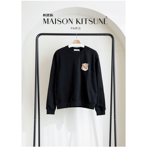 [MAISON KITSUNE] 메종키츠네 남여공용 빅 폭스헤드 태극기 한정판 자수 로고 라운드 맨투맨 티셔츠