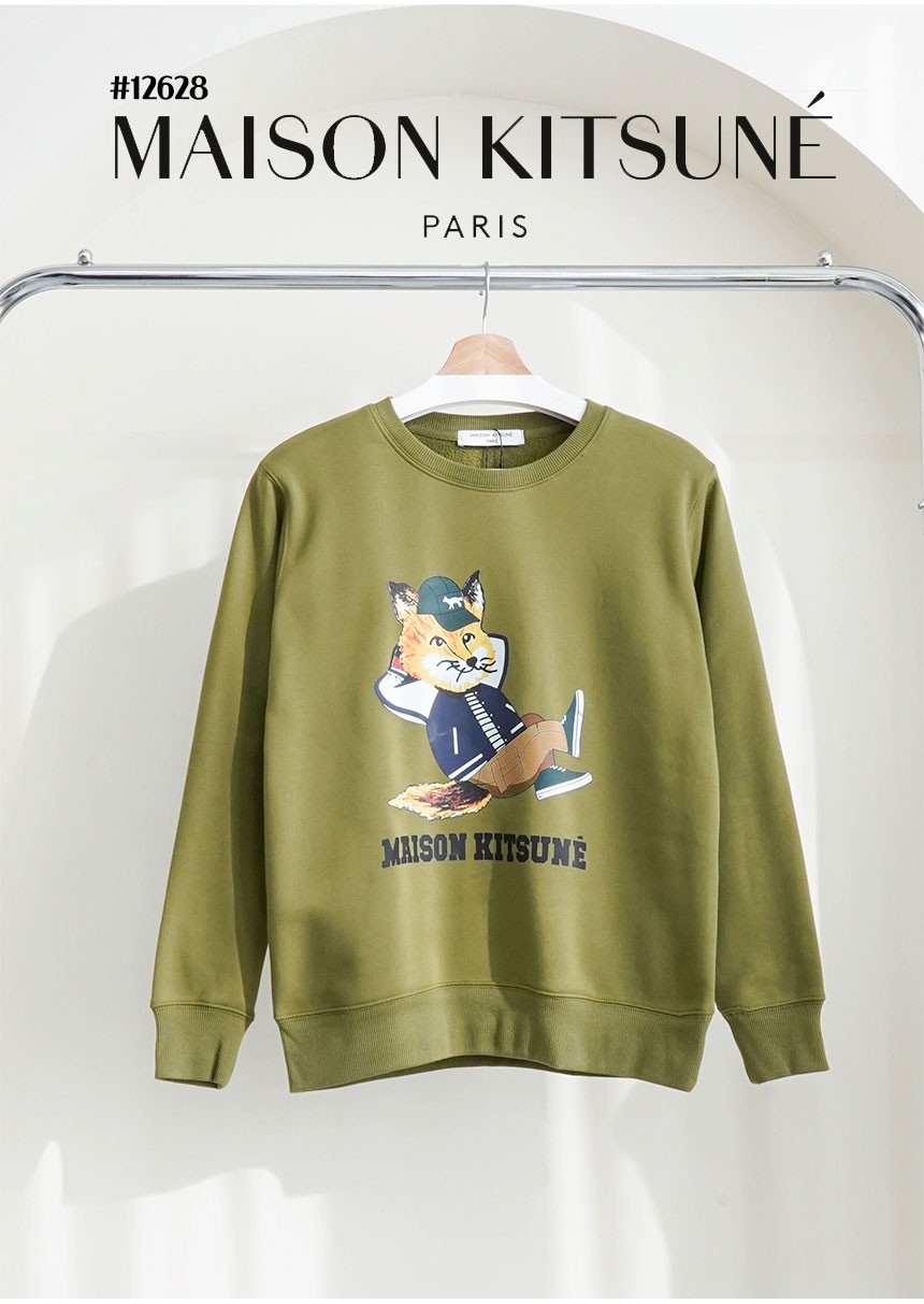 [MAISON KITSUNE] 메종키츠네 남여공용 드레스드 폭스 기모 크루넥 맨투맨 티셔츠