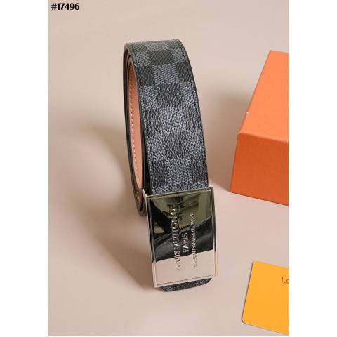 [LOUIS VUITTON] 루이비통 다미에 스퀘어 버클 리버서블 레더 벨트