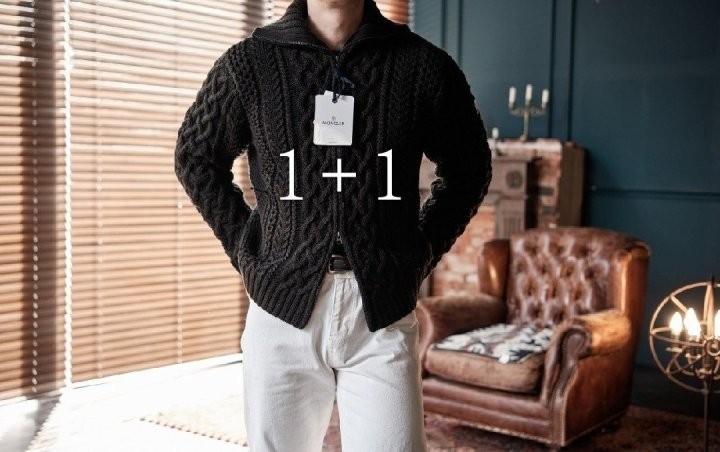 메이드 인 이태리 숄 꽈배기 니트집업