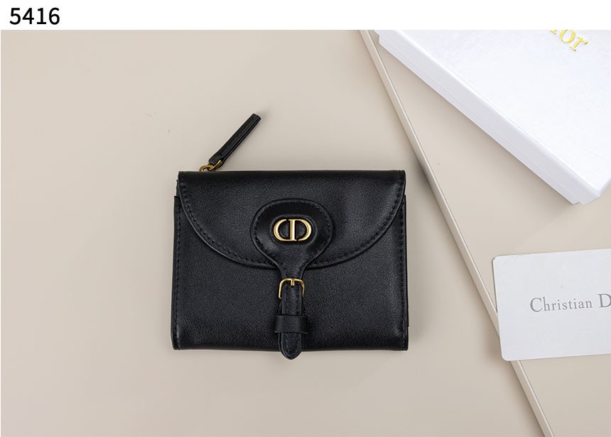 [Christian Dior] 수입고급 디올바비 블랙스무스 가죽미니반지갑