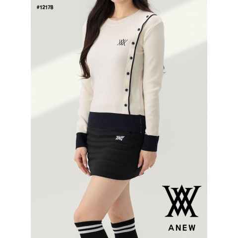 [ANEW] 어뉴 여성 언발란스 버튼 니트