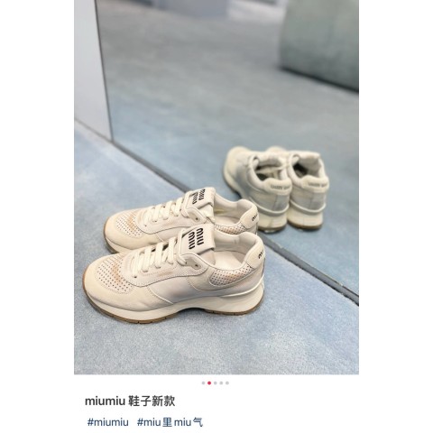 2024 FW 미우미우 여성 프리미엄급 블리치드 레더 스니커즈(매장판)