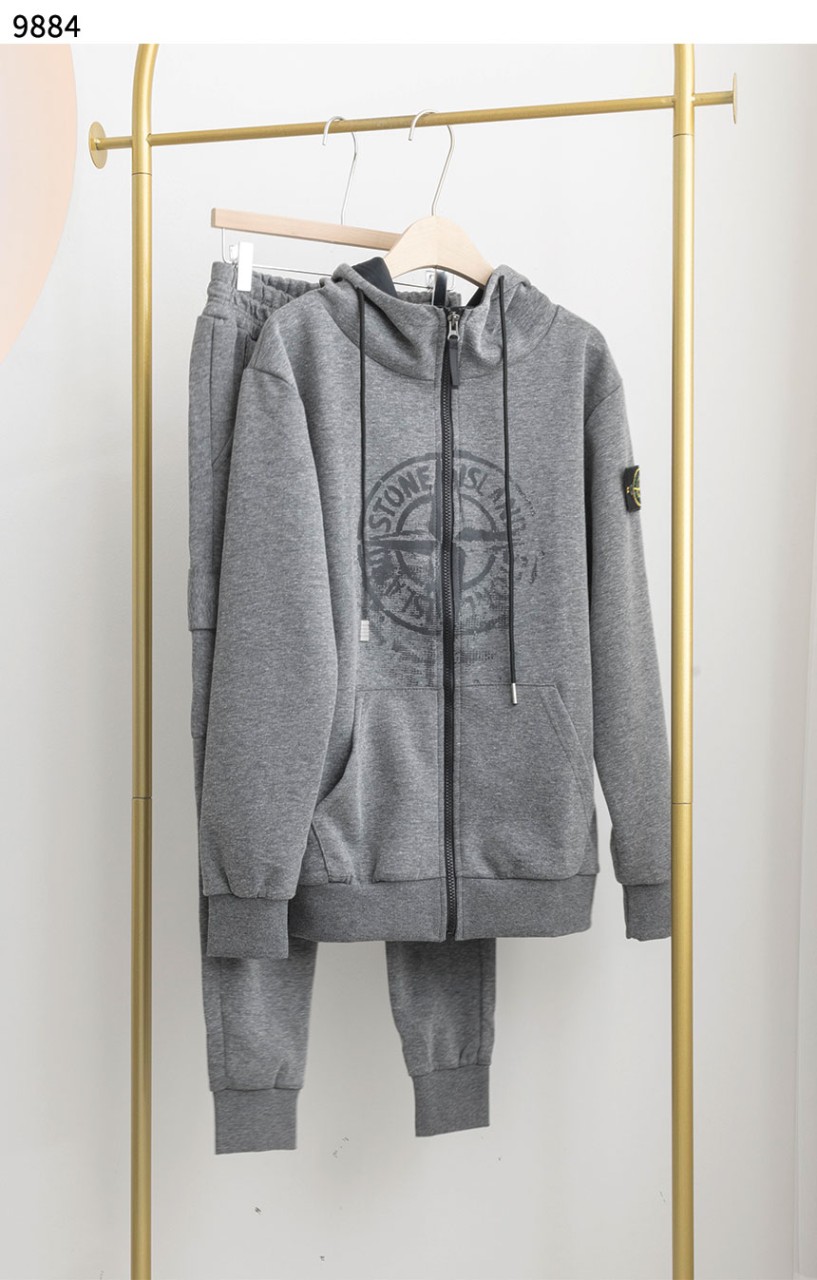 [STONE ISLAND] 수입고급 스톤아일랜드 워싱 로고 후드집업 & 조거팬츠 트레이닝 셋업