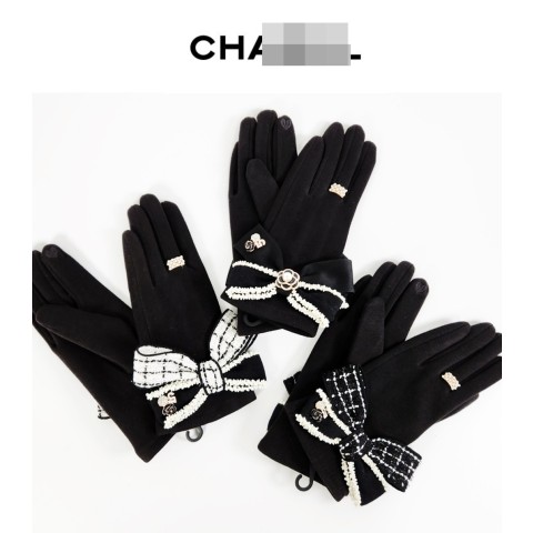 기획 )CH**** 리본장식 까멜리아 장갑(블랙리본, 화이트리본, 블랙화이트리본)