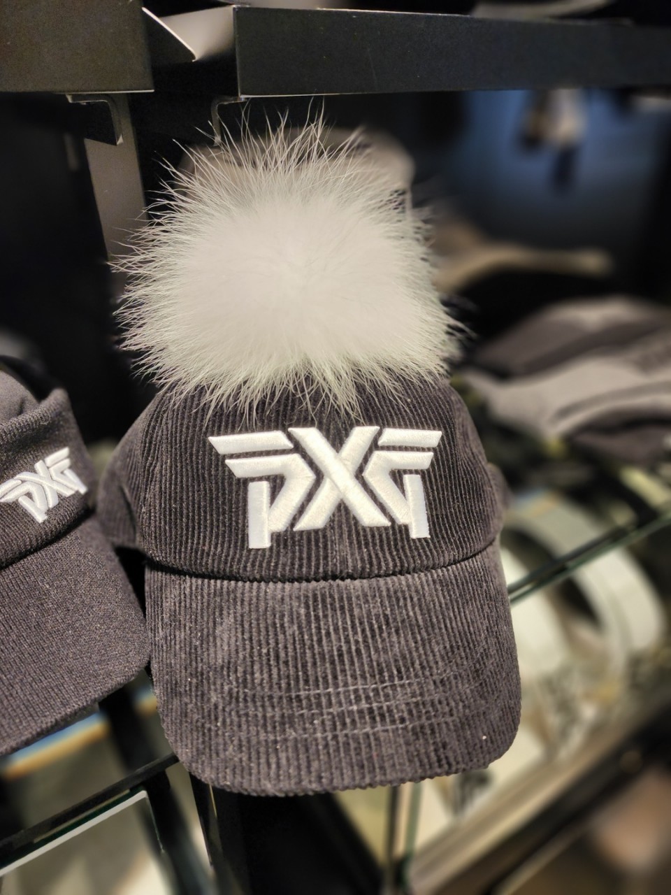 PXG. 여성  고듀로이 골지 폭스퍼방울 모자