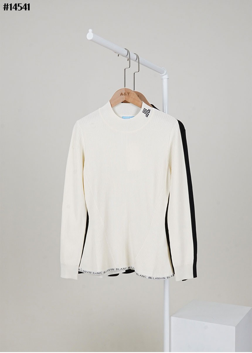 [LANVIN BLANC] 랑방블랑 골프웨어 여성 리브드 페플럼 니트 탑
