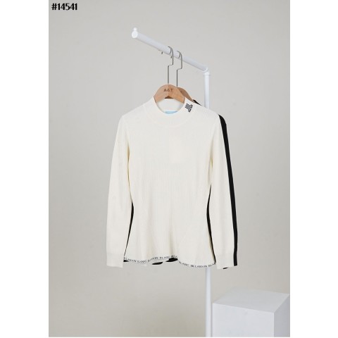 [LANVIN BLANC] 랑방블랑 골프웨어 여성 리브드 페플럼 니트 탑