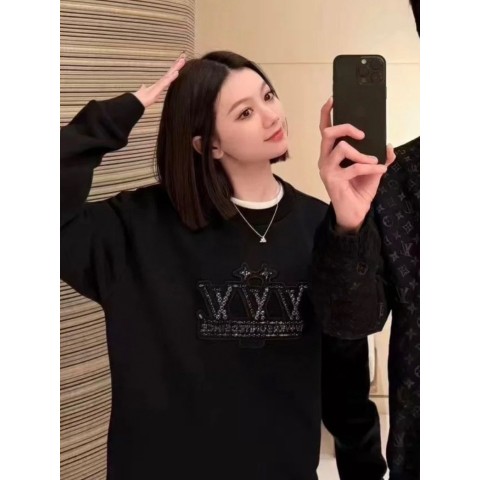 2025 SS 신상 루이비통 남여공용 프리미엄급 엠벨리시드 시그니처 비즈패치 맨투맨(매장판)