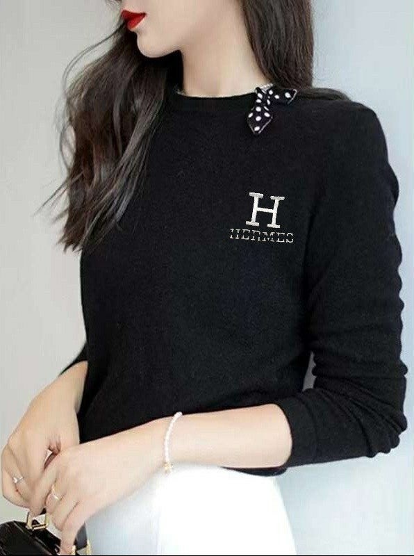 빅자수 넥 땡땡이 니트