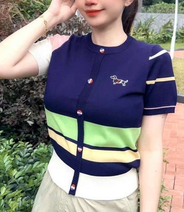T 헥터 멀티칼라 배색 반팔 니트 셔츠(537)