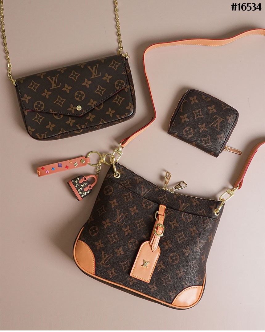 [Louis Vuitton] 루이비통 오데온 PM & 포쉐트 펠리시 크로스 백 & 지피 코인 퍼스 셋