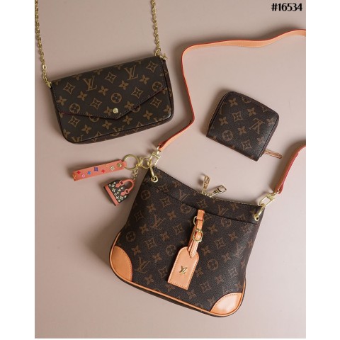 [Louis Vuitton] 루이비통 오데온 PM & 포쉐트 펠리시 크로스 백 & 지피 코인 퍼스 셋