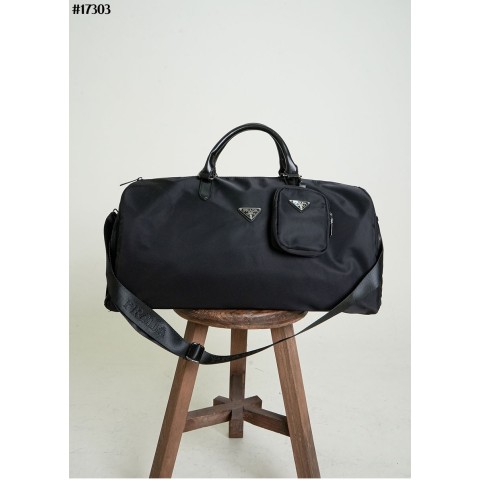 [PRADA] 프라다 나일론 미니 파우치 레더 보스턴 백