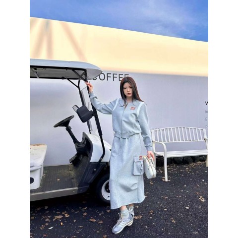 [ M*U ] 수입 저지 카라집업 & 스커트 SET