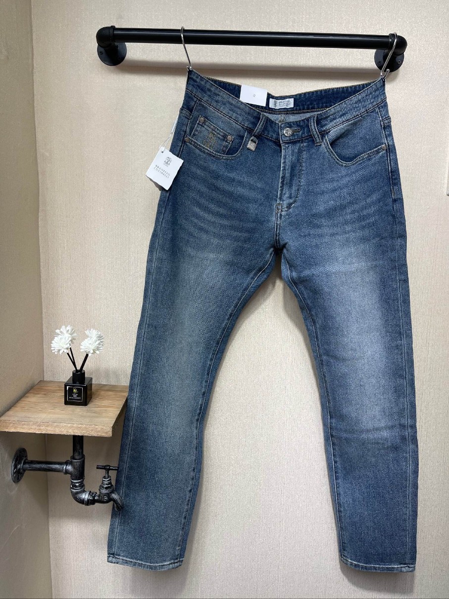 브루VVVVVV  로고 패치 워싱스판 데님진