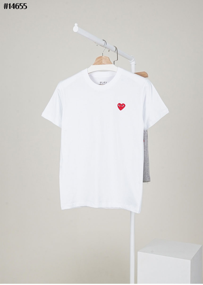 [Comme des Garcons] 꼼데가르송 남여공용 레드 하트 반팔 티셔츠 & 밴딩 쇼츠 팬츠 셋