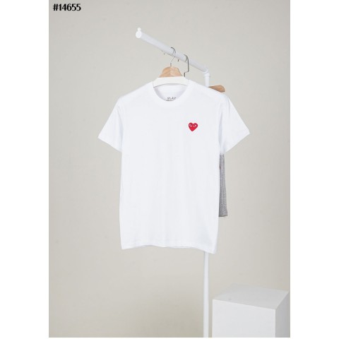 [Comme des Garcons] 꼼데가르송 남여공용 레드 하트 반팔 티셔츠 & 밴딩 쇼츠 팬츠 셋