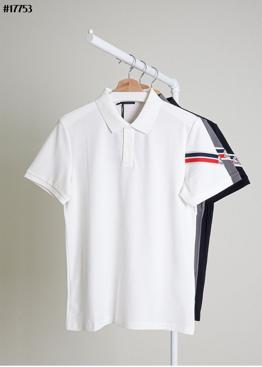 [MONCLER] 몽클레어 트리플 로고 패치 코튼 폴로 셔츠