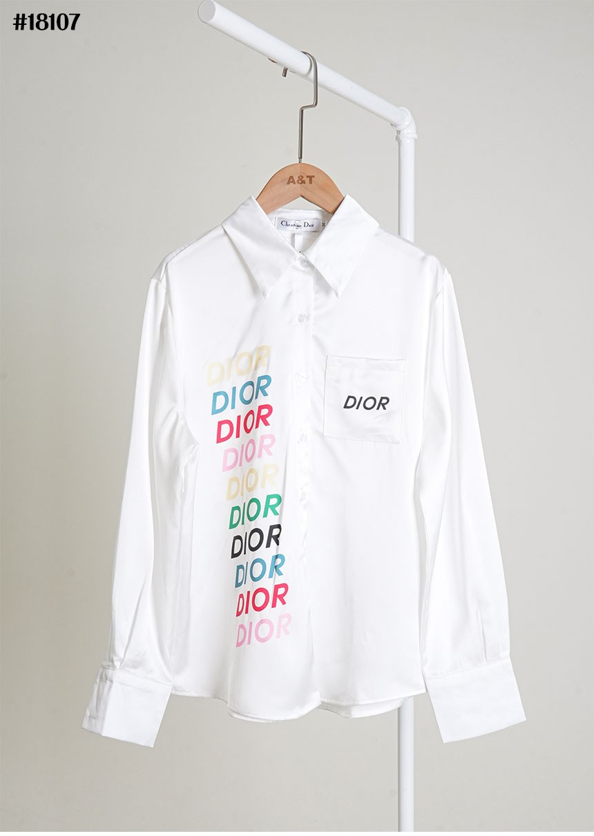 [DIOR] 크리스찬 디올 레인보우 로고 롱슬리브 실크 셔츠