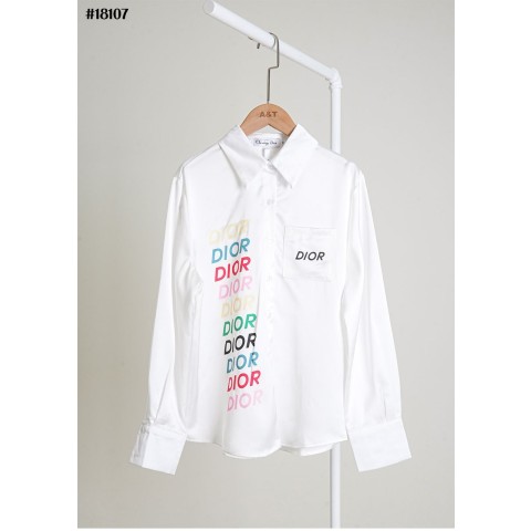 [DIOR] 크리스찬 디올 레인보우 로고 롱슬리브 실크 셔츠