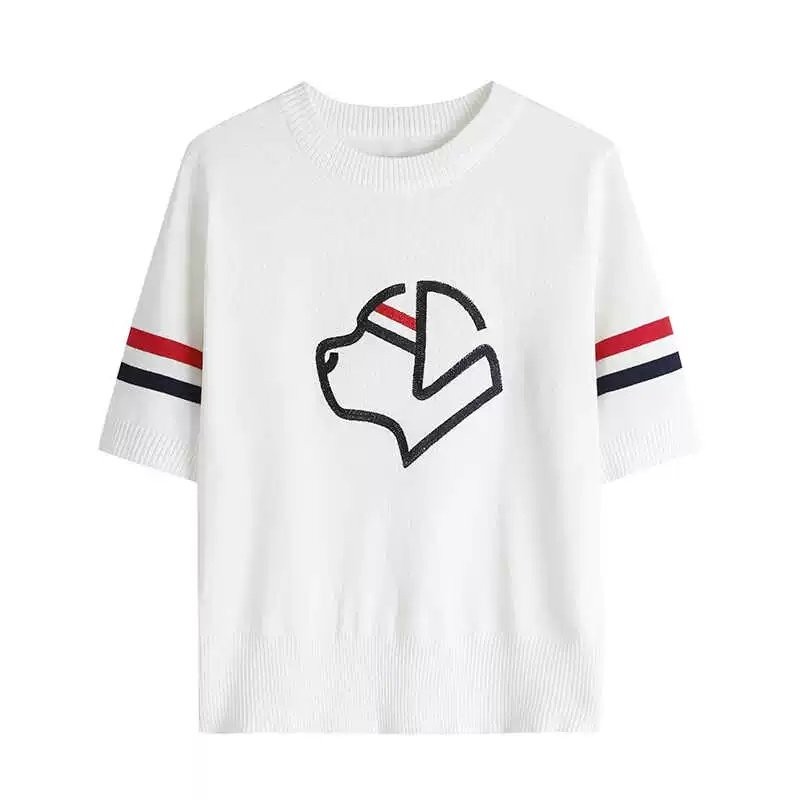 T 닥스훈트 헤드  라운드 반팔 니트