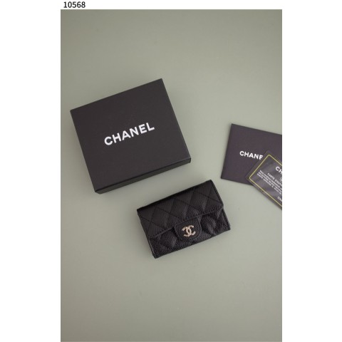 [Chanel] Chanel Classic Card Holder Grained Calfskin & Silver Black