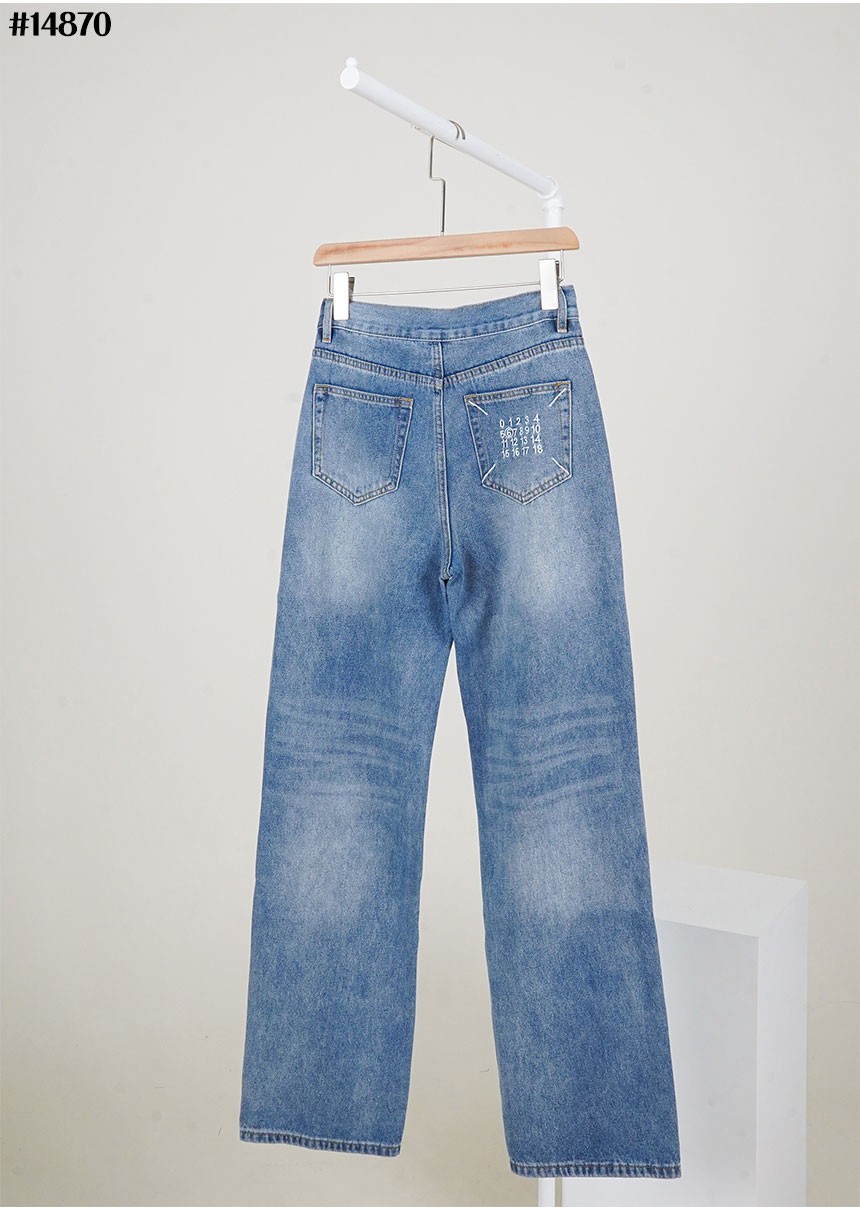 [Maison Margiela] 메종마르지엘라 여성 스티치 넘버링 자수 로고 와이드 데님 팬츠