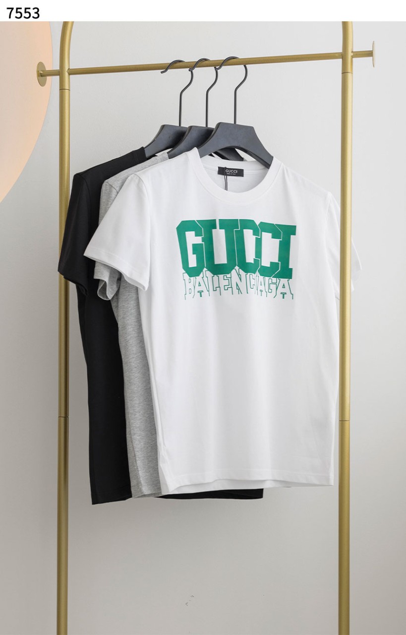 [GUCCI] 구찌 X 발렌시아가 24SS 로고 프린팅 반팔 티셔츠