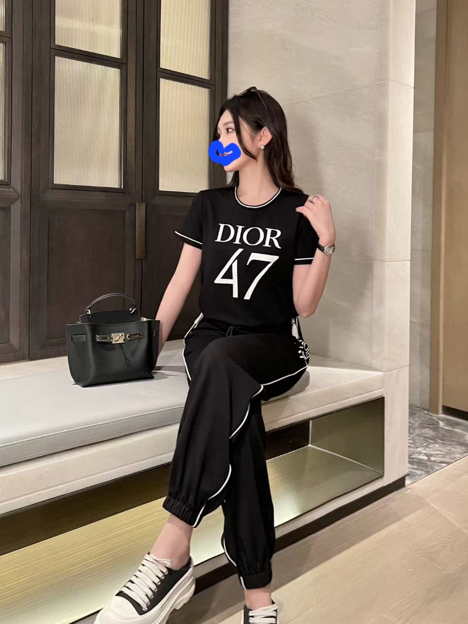 [Christian Dior] 수입고급 디올 jersey 47 코튼 티셔츠 & 조거팬츠 세트