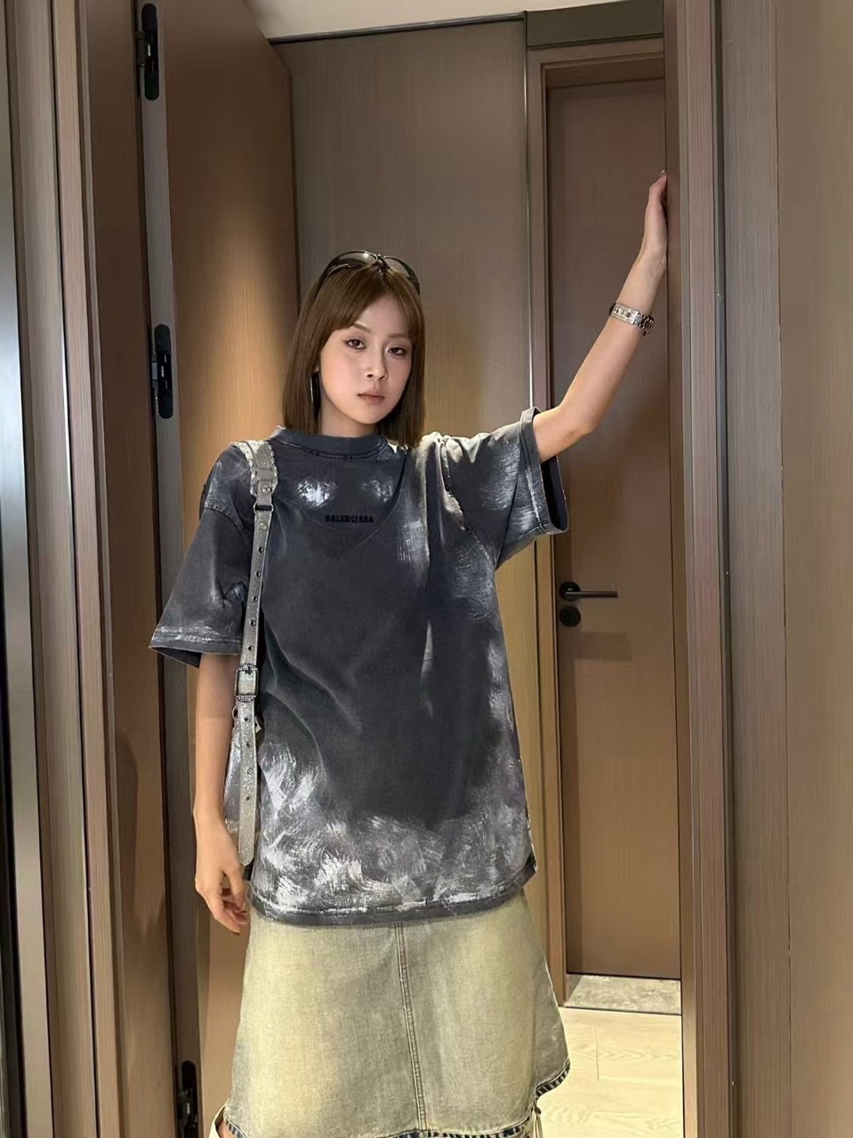 2025 SS 발렌시아가 남여공용 프리미엄급 테이프레터링 반팔(매장판)