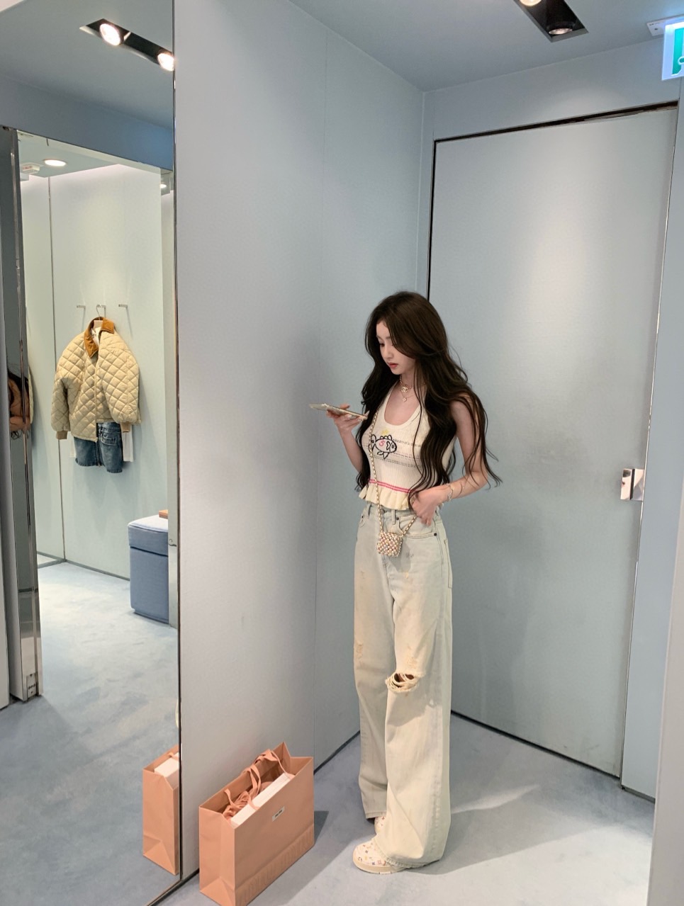 2025 SS 신상 아크네스튜디오 남여공용 프리미엄급 디스트로이드 와이드 데님팬츠(매장판)