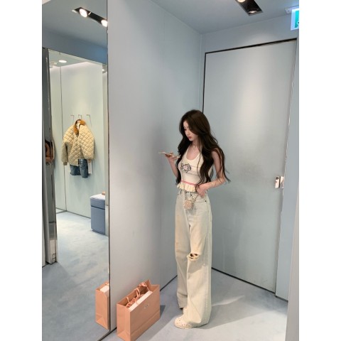 2025 SS 신상 아크네스튜디오 남여공용 프리미엄급 디스트로이드 와이드 데님팬츠(매장판)