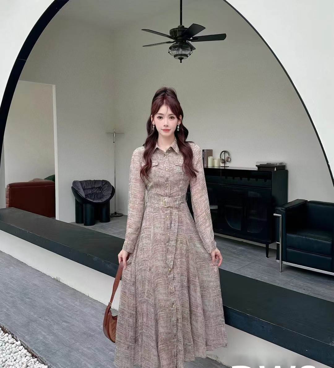 [ F.D ] 수입 빈티지 벨티드 셔츠 드레스