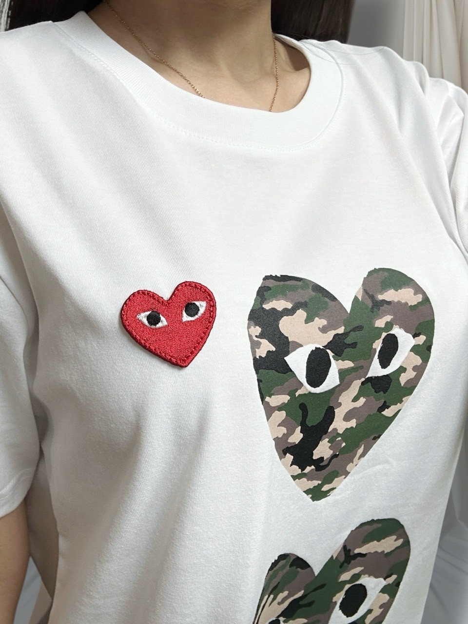 꼼데 밀리터리 면반팔티