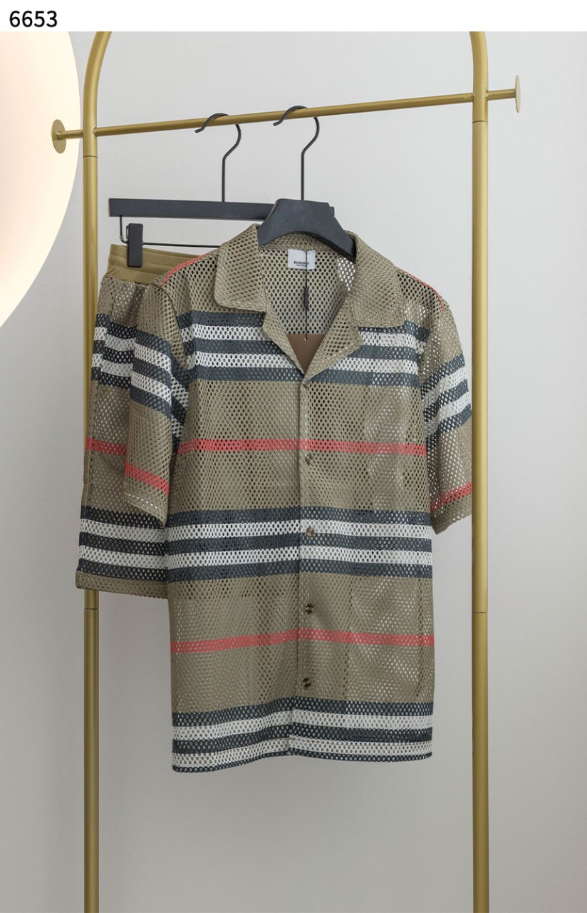 [BURBERRY] 버버리 수입고급 아이콘 스트라이프 니트 셔츠 & 팬츠 세트