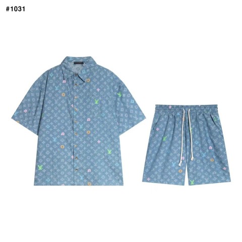 [LOUIS VUITTON] 루이비통 타일러 자수 데님 셔츠 & 하프 팬츠 셋