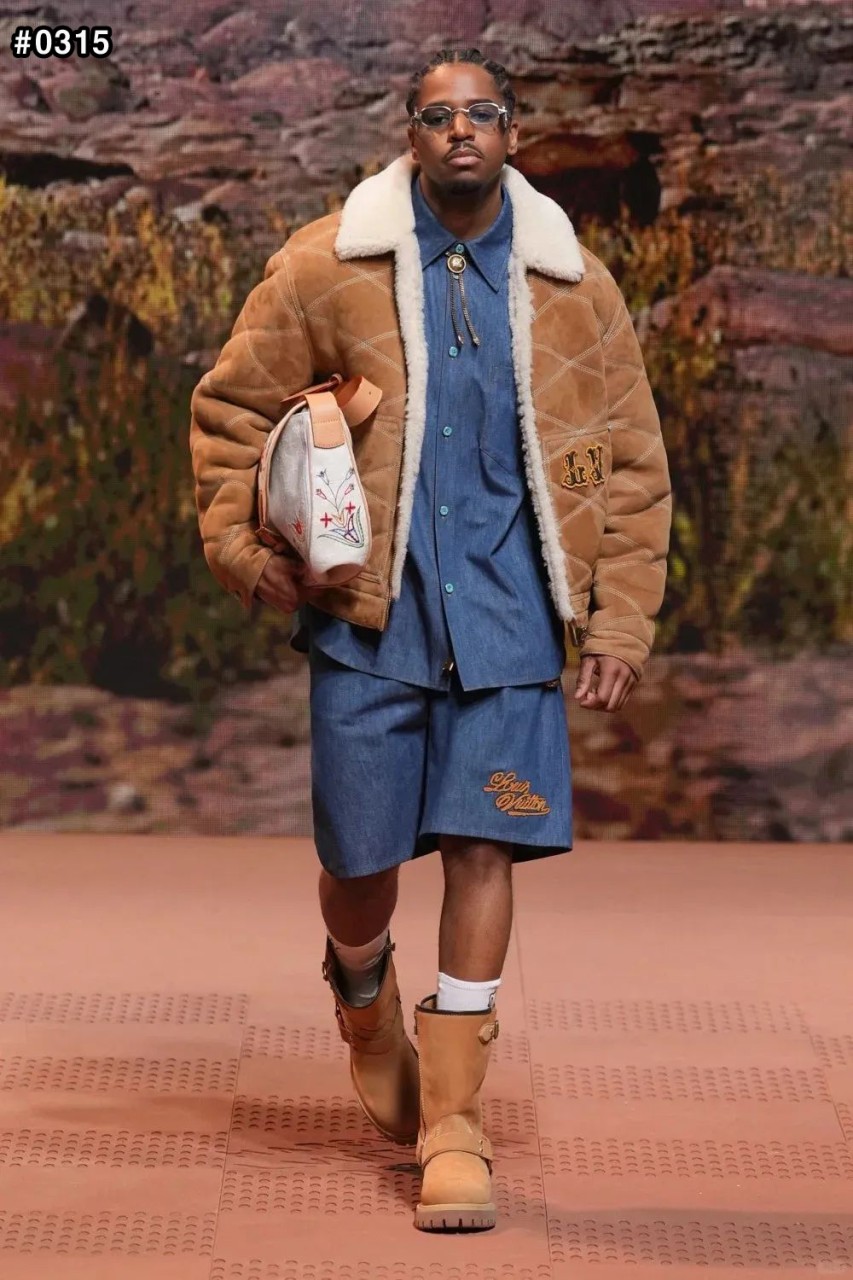 [LOUIS VUITTON] 루이비통 x 퍼렐 윌리엄스 데님 자수 셔츠 & 스웨트 팬츠