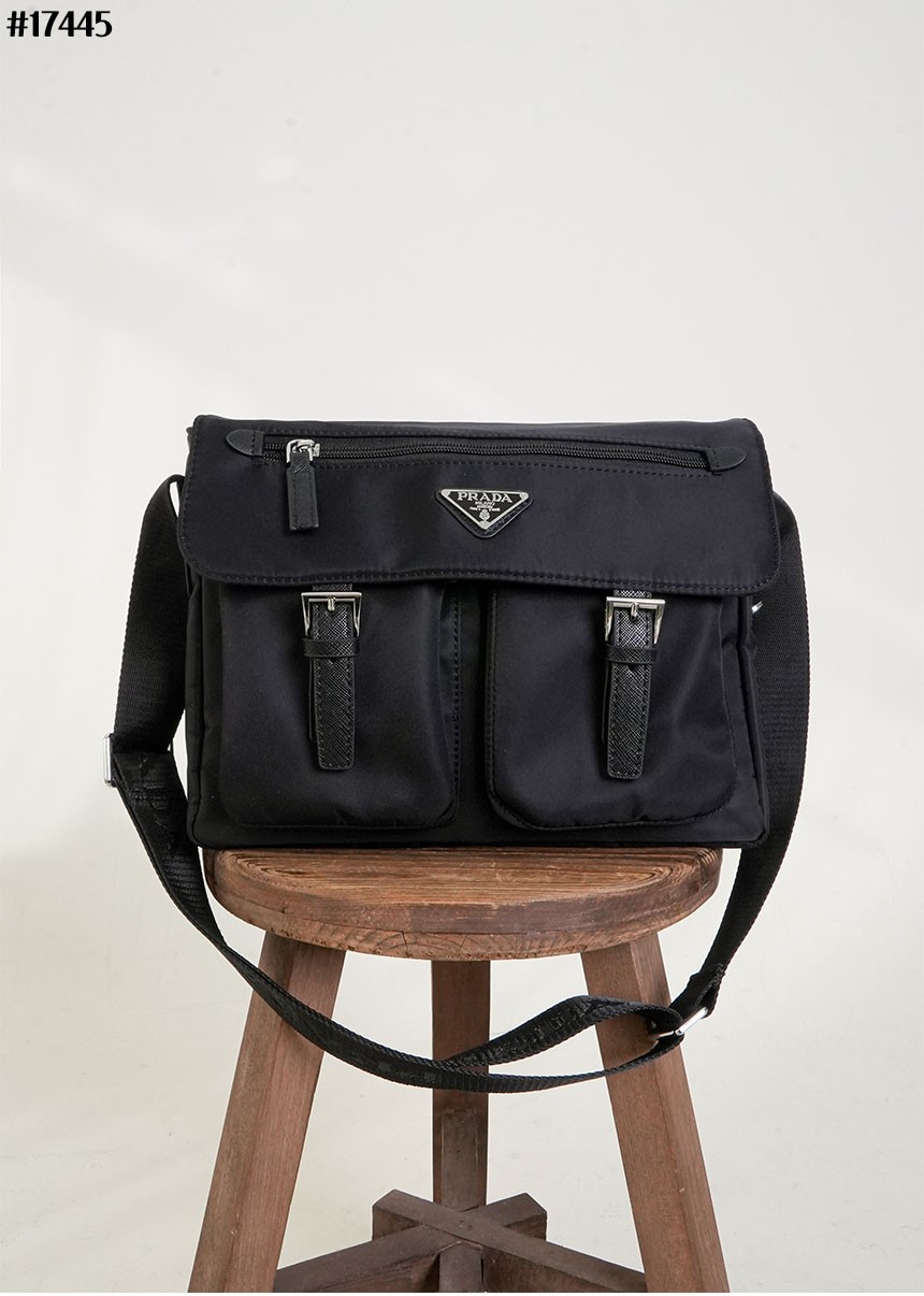 [PRADA] 프라다 리나일론 사피아노 레더 메신저 백