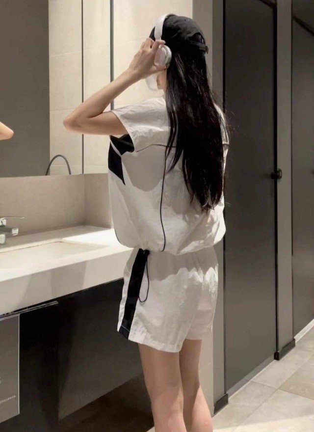 배색 셋업 숏팬츠 투피스 세트(8906)