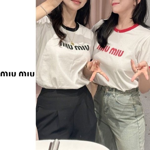 [M] 배색 레터링 티셔츠