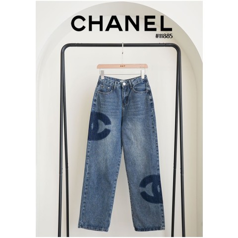 [CHANEL] 샤넬 수입 빈티지 CC 와이드 데님 팬츠