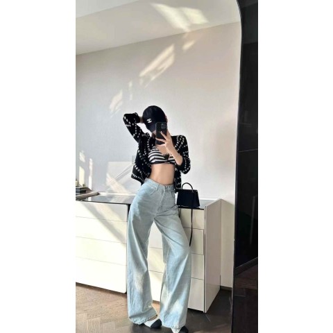 [ C*ANEL ] 수입 로고 프린트 와이드진