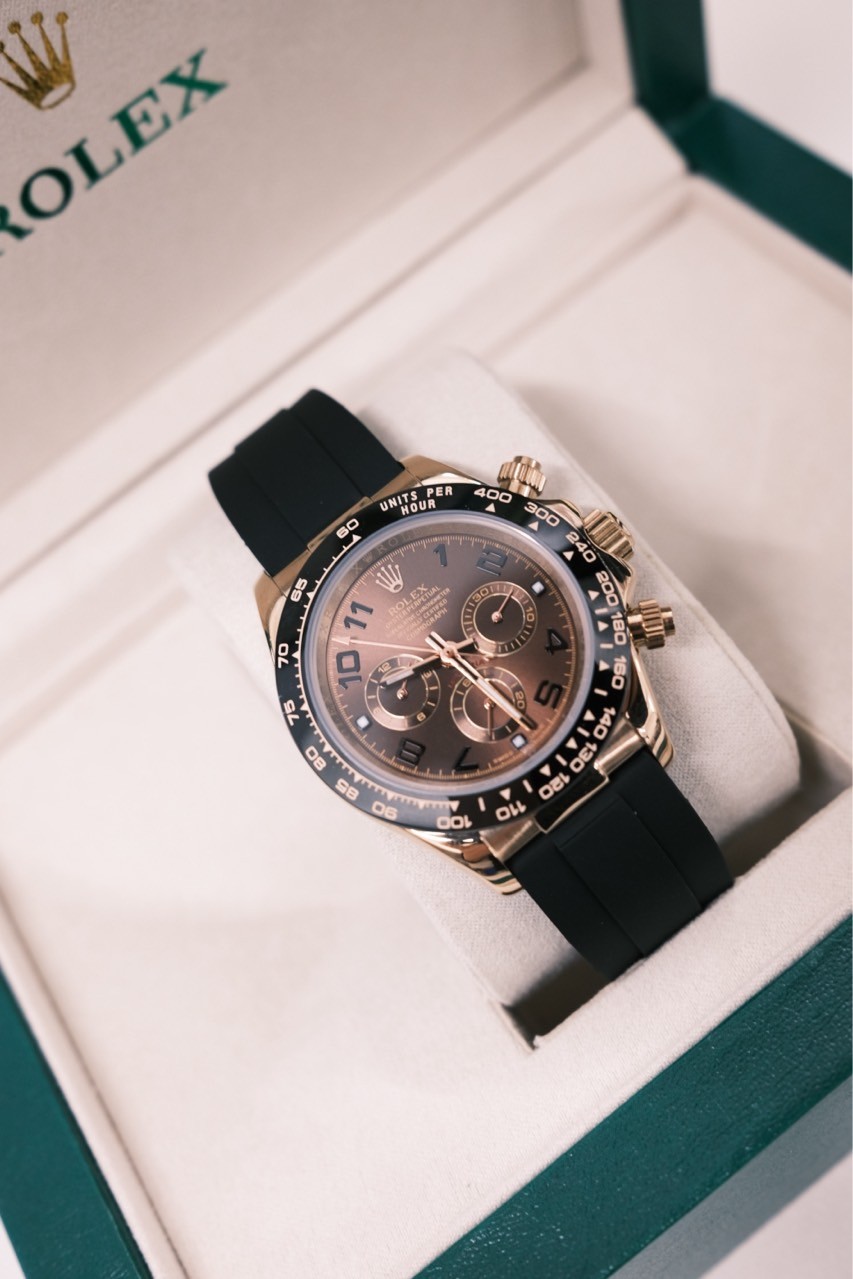로렉스 데이토나 초코 40mm 로즈골드 러버밴드