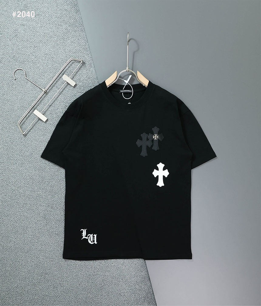 [Chrome Hearts] 크롬하츠 세메터리 레더 패치 라운드 반팔 티셔츠